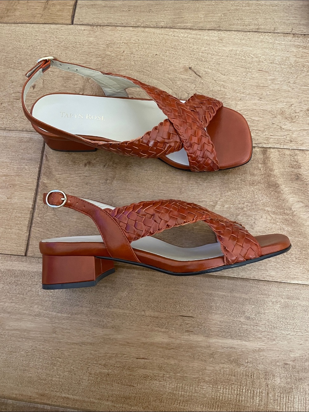Taryn Rose Chestnut Braided Leather Slingback Sandals - Picture 3 of 8